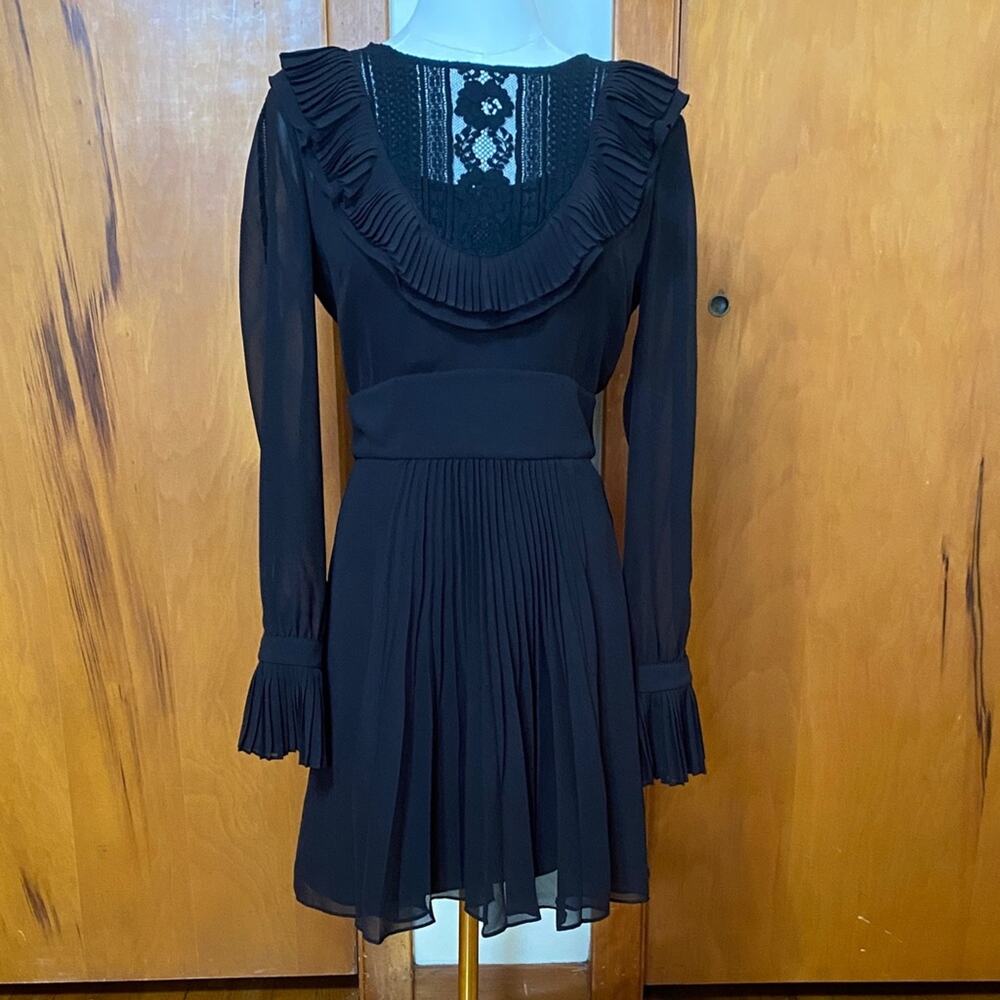 Karen Millen Old Fashioned Black Lace Ruffle Dress Whimsigoth Goth Regency Dark